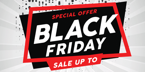Black and red sale banner with the text BLACK FRIDAY