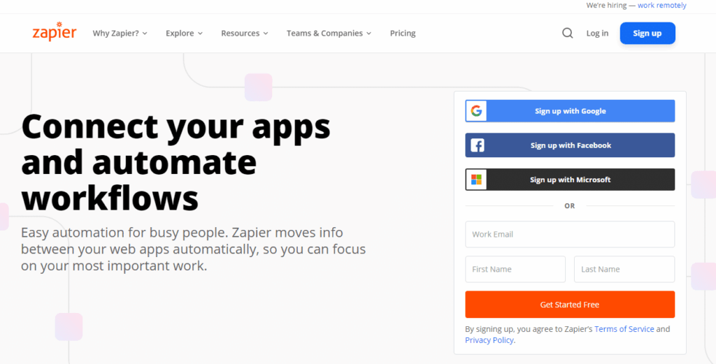 Zapier dashboard showing active automated zaps and workflow statistics