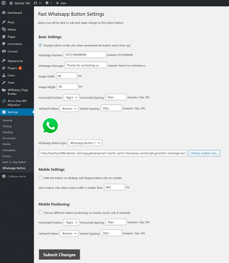 WhatsApp button