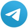 Telegram logo, white paper airplane inside a blue circle