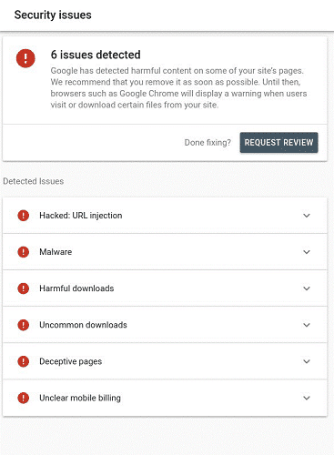 Website search engine performance dashboard showing declining traffic metrics